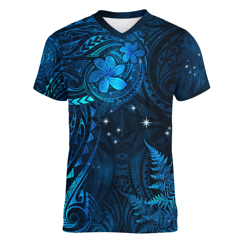 New Zealand Matariki Women V Neck T Shirt Maori New Year LT05 Female Blue - Polynesian Pride