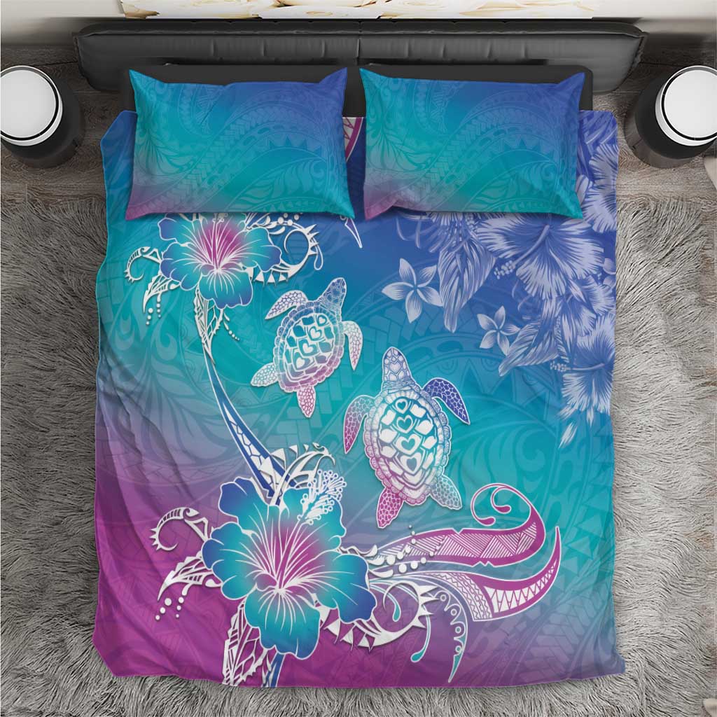 Polynesia Sea Turtle Couple Bedding Set Love Is Life LT05 Blue - Polynesian Pride