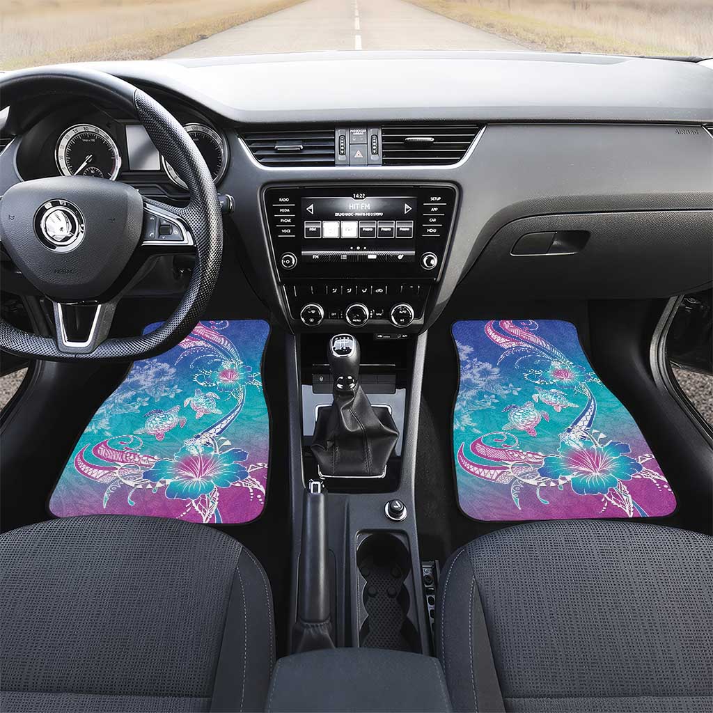 Polynesia Sea Turtle Couple Car Mats Love Is Life LT05 Set 2pcs - Front Blue - Polynesian Pride