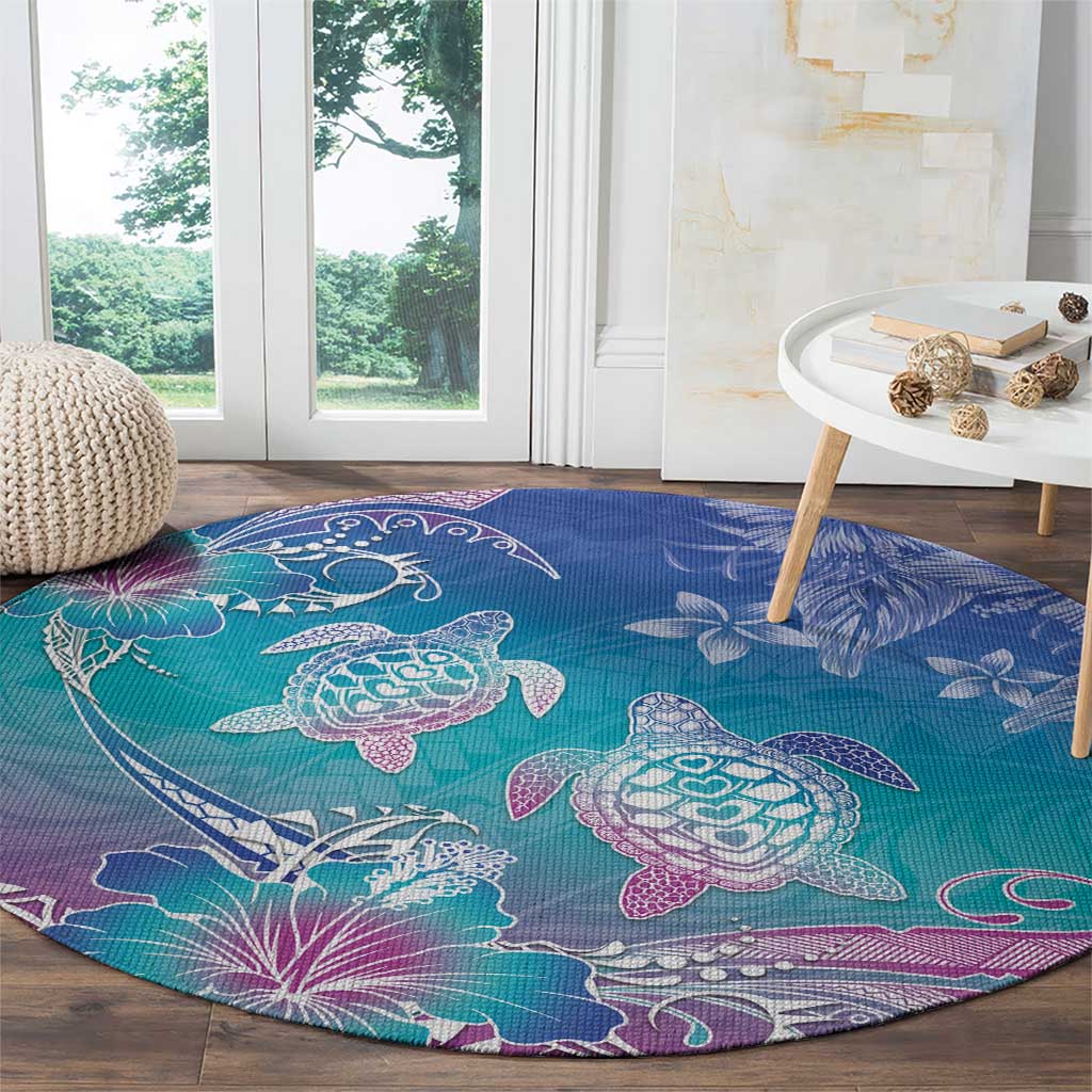 Polynesia Sea Turtle Couple Round Carpet Love Is Life LT05 - Polynesian Pride