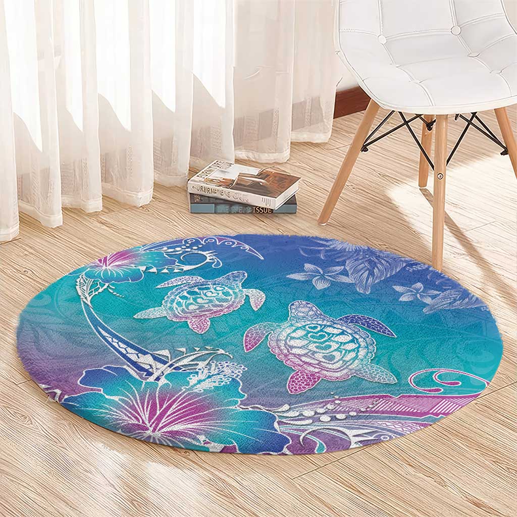 Polynesia Sea Turtle Couple Round Carpet Love Is Life LT05 - Polynesian Pride
