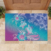 Polynesia Sea Turtle Couple Rubber Doormat Love Is Life LT05 Blue - Polynesian Pride