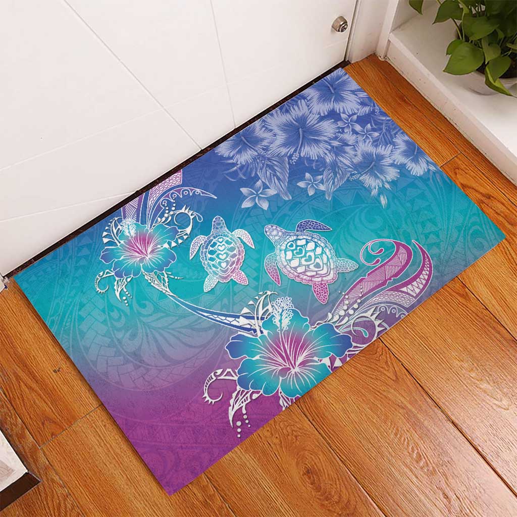 Polynesia Sea Turtle Couple Rubber Doormat Love Is Life LT05 - Polynesian Pride
