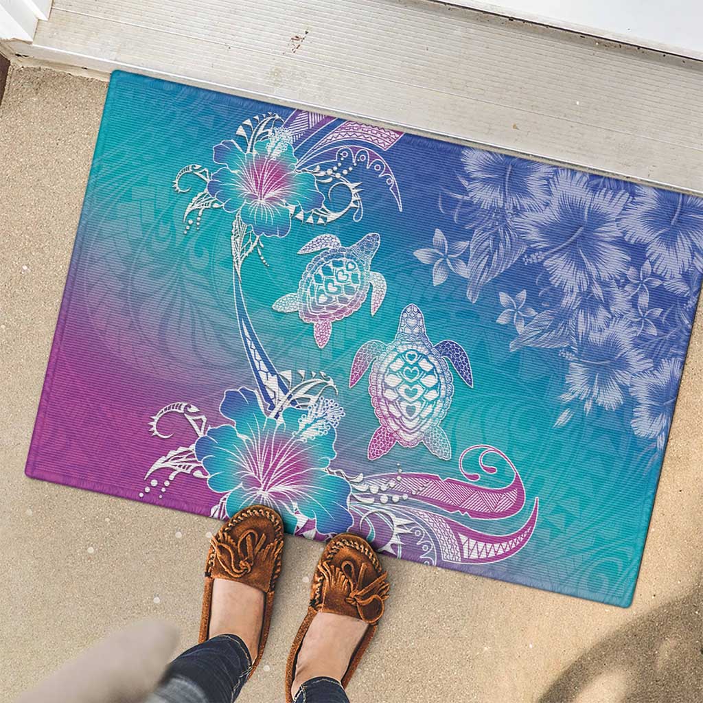 Polynesia Sea Turtle Couple Rubber Doormat Love Is Life LT05 - Polynesian Pride