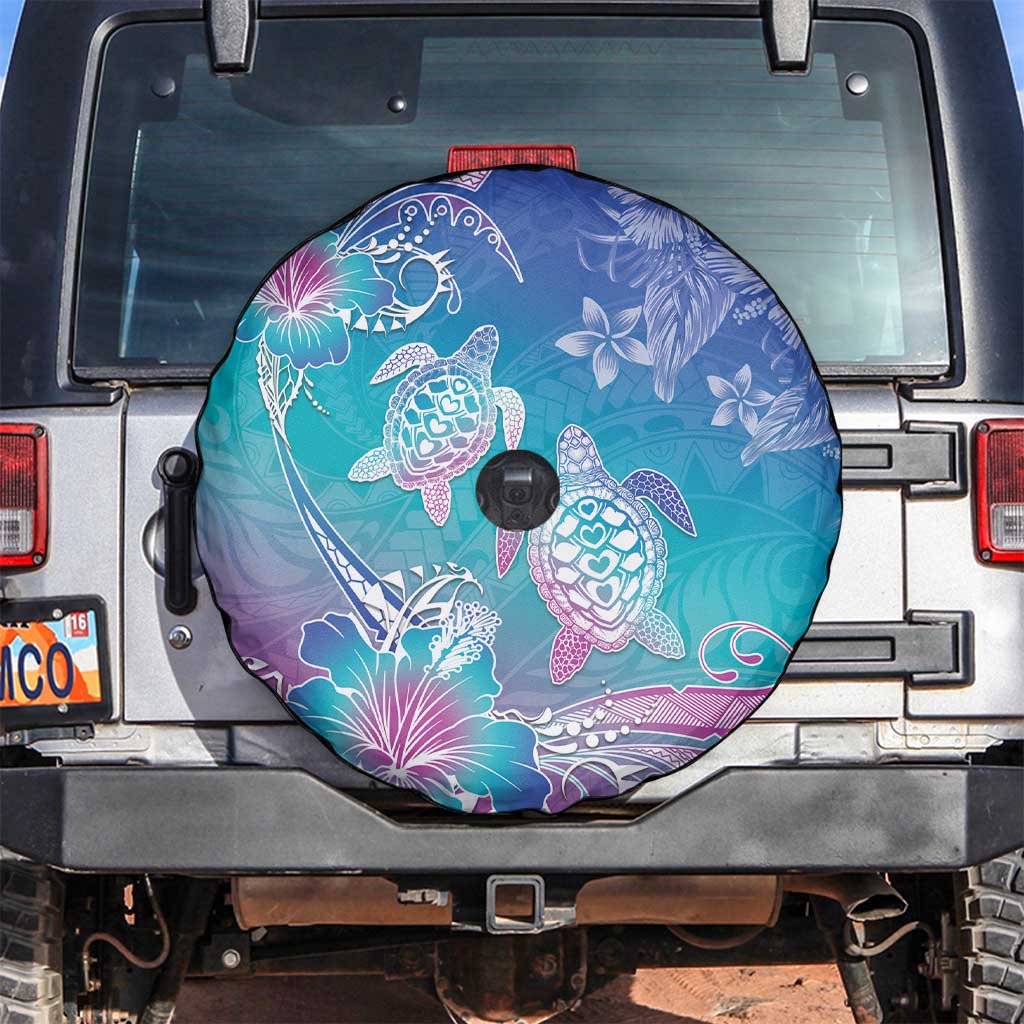 Polynesia Sea Turtle Couple Spare Tire Cover Love Is Life LT05 Blue - Polynesian Pride