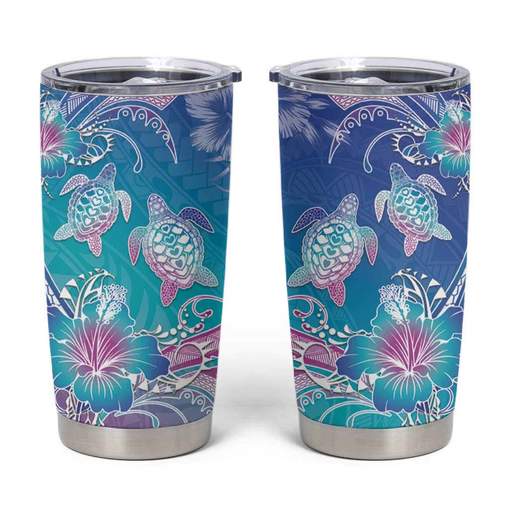 Polynesia Sea Turtle Couple Tumbler Cup Love Is Life LT05 Blue - Polynesian Pride