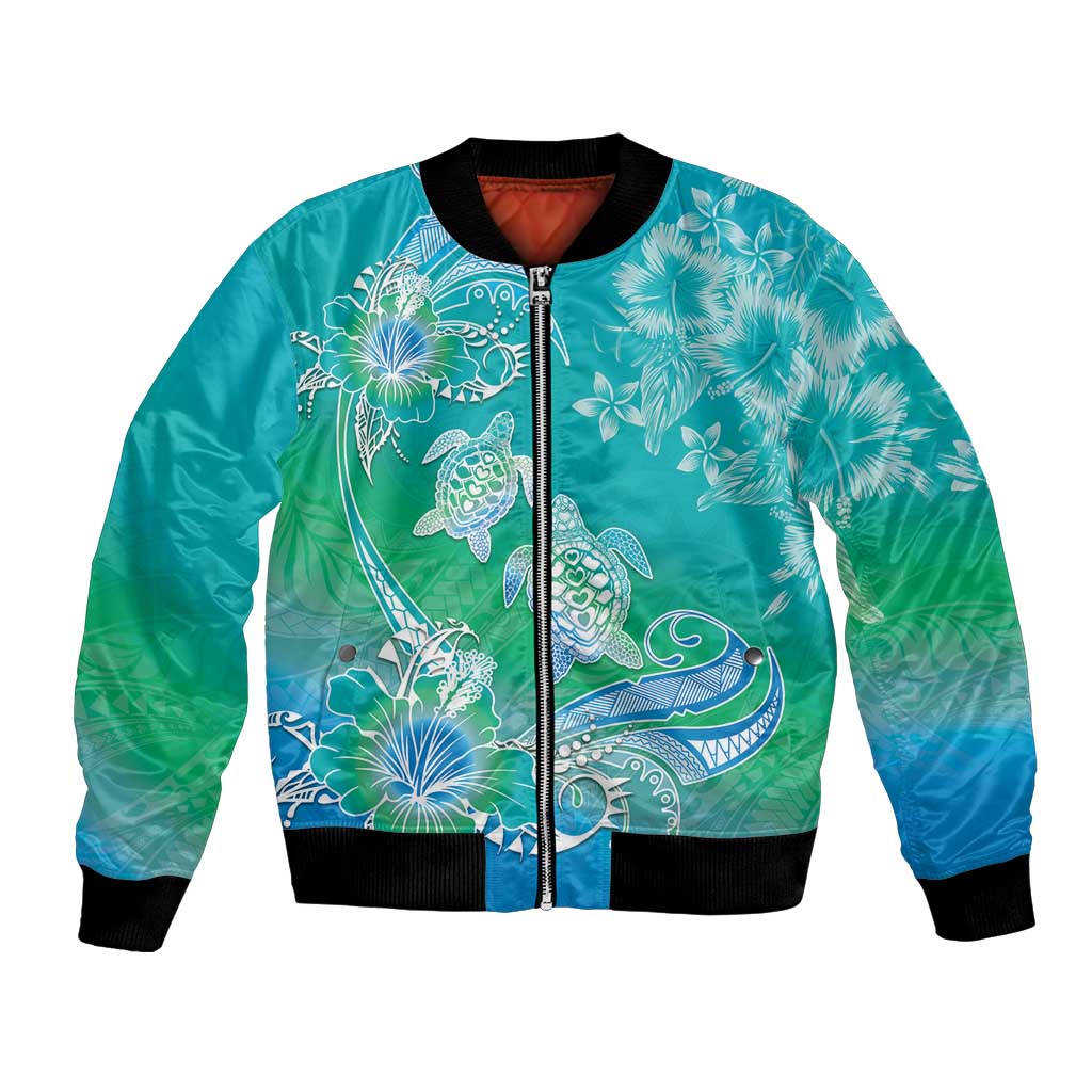 Polynesia Sea Turtle Couple Bomber Jacket I Am Turtley In Love With You LT05 Unisex Turquoise - Polynesian Pride