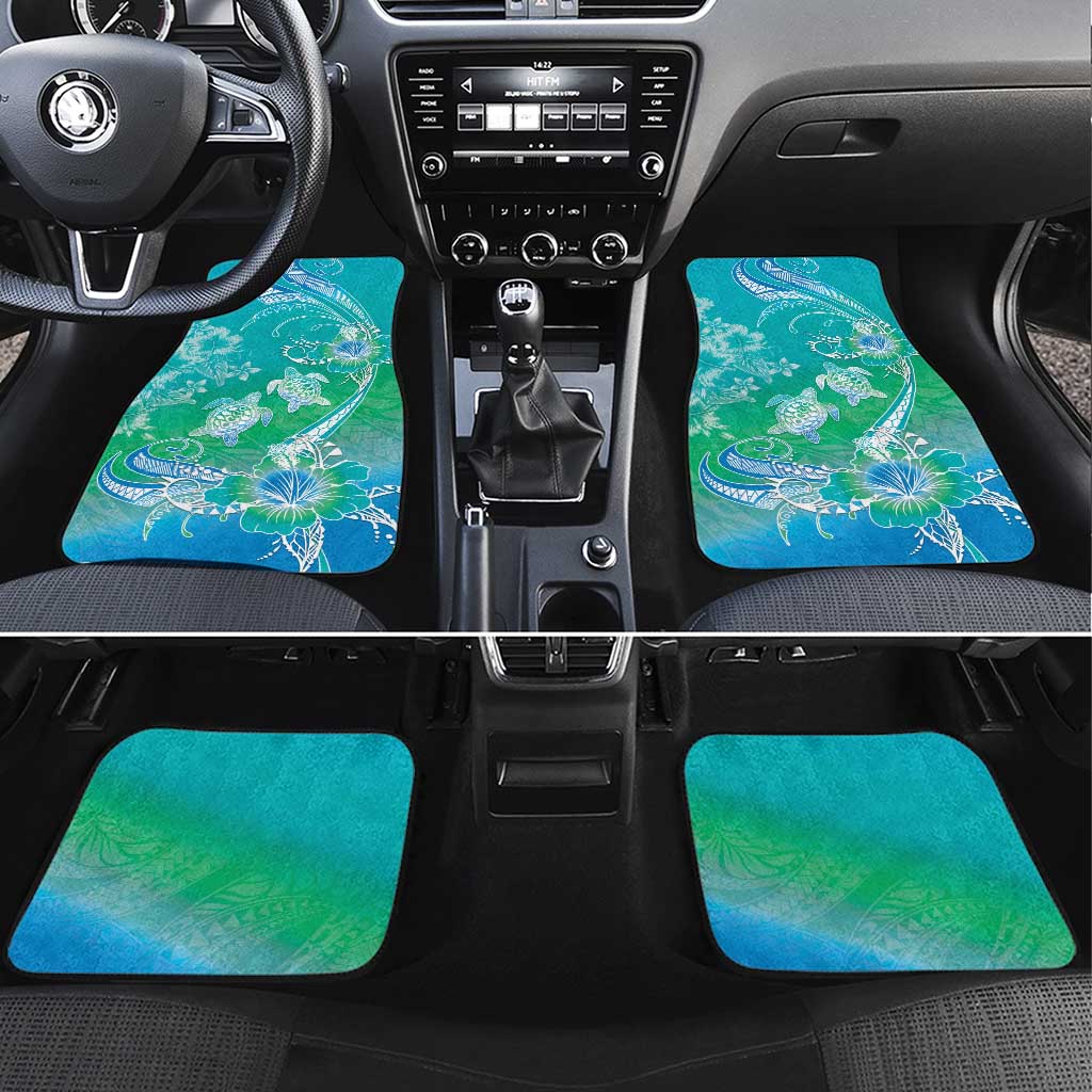 Polynesia Sea Turtle Couple Car Mats I Am Turtley In Love With You LT05 Set 4pcs Turquoise - Polynesian Pride