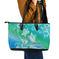 Polynesia Sea Turtle Couple Leather Tote Bag I Am Turtley In Love With You LT05 - Polynesian Pride