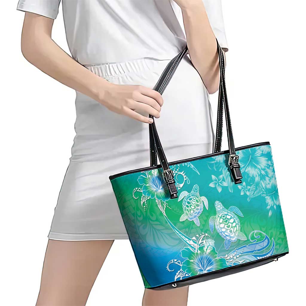 Polynesia Sea Turtle Couple Leather Tote Bag I Am Turtley In Love With You LT05 - Polynesian Pride