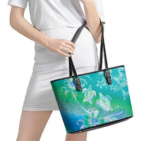 Polynesia Sea Turtle Couple Leather Tote Bag I Am Turtley In Love With You LT05 - Polynesian Pride