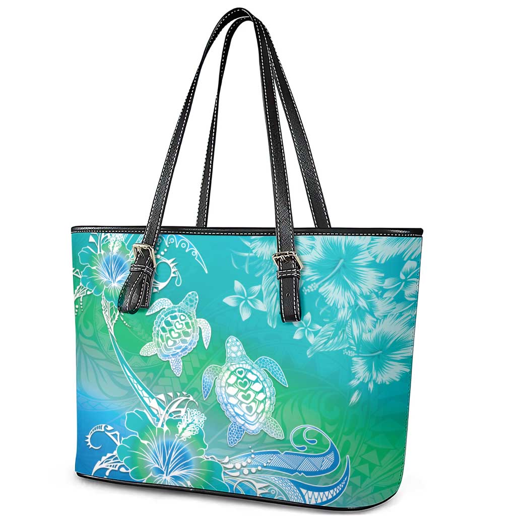 Polynesia Sea Turtle Couple Leather Tote Bag I Am Turtley In Love With You LT05 - Polynesian Pride