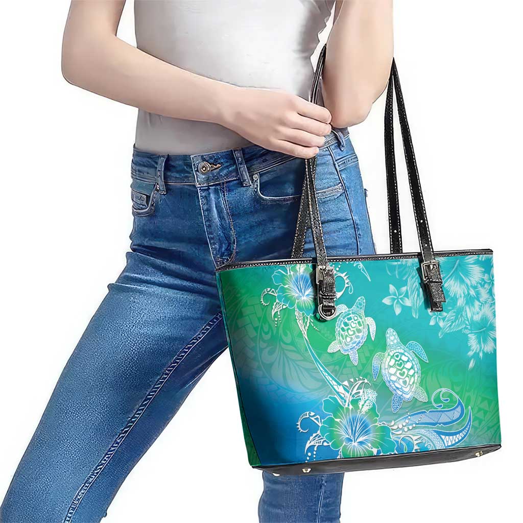 Polynesia Sea Turtle Couple Leather Tote Bag I Am Turtley In Love With You LT05 - Polynesian Pride