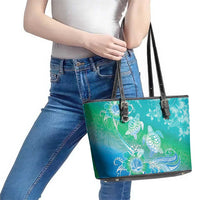 Polynesia Sea Turtle Couple Leather Tote Bag I Am Turtley In Love With You LT05 - Polynesian Pride