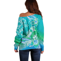 Polynesia Sea Turtle Couple Off Shoulder Sweater I Am Turtley In Love With You LT05 - Polynesian Pride
