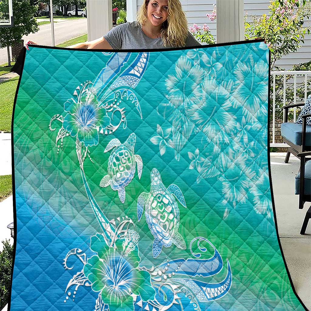 Polynesia Sea Turtle Couple Quilt I Am Turtley In Love With You LT05 Turquoise - Polynesian Pride