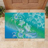 Polynesia Sea Turtle Couple Rubber Doormat I Am Turtley In Love With You LT05 Turquoise - Polynesian Pride