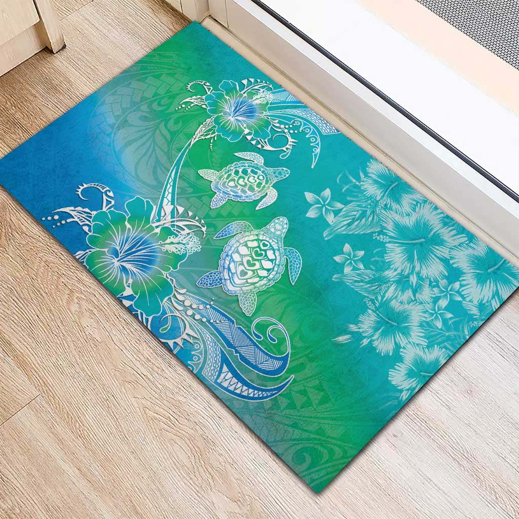 Polynesia Sea Turtle Couple Rubber Doormat I Am Turtley In Love With You LT05 - Polynesian Pride