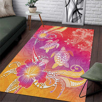 Polynesia Sea Turtle Couple Area Rug One Soul One Love LT05 Red - Polynesian Pride