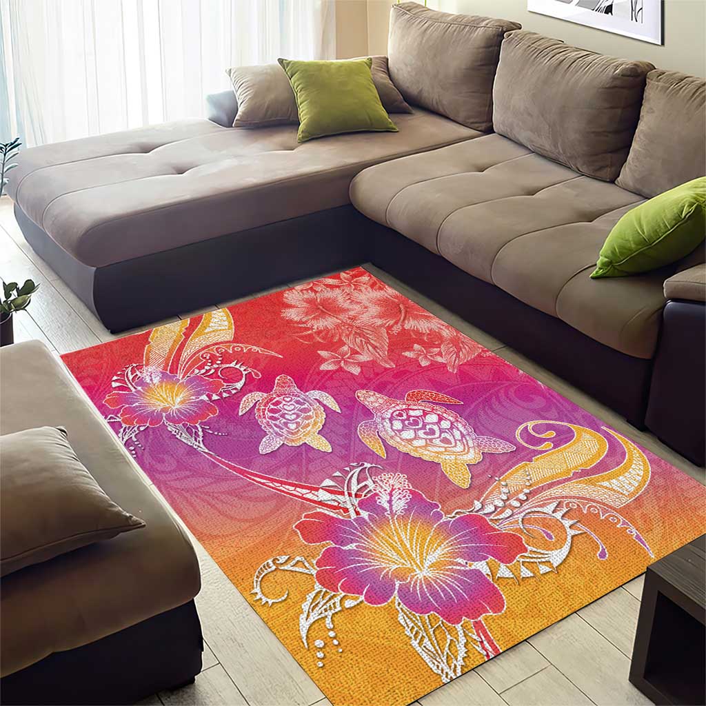 Polynesia Sea Turtle Couple Area Rug One Soul One Love LT05 - Polynesian Pride