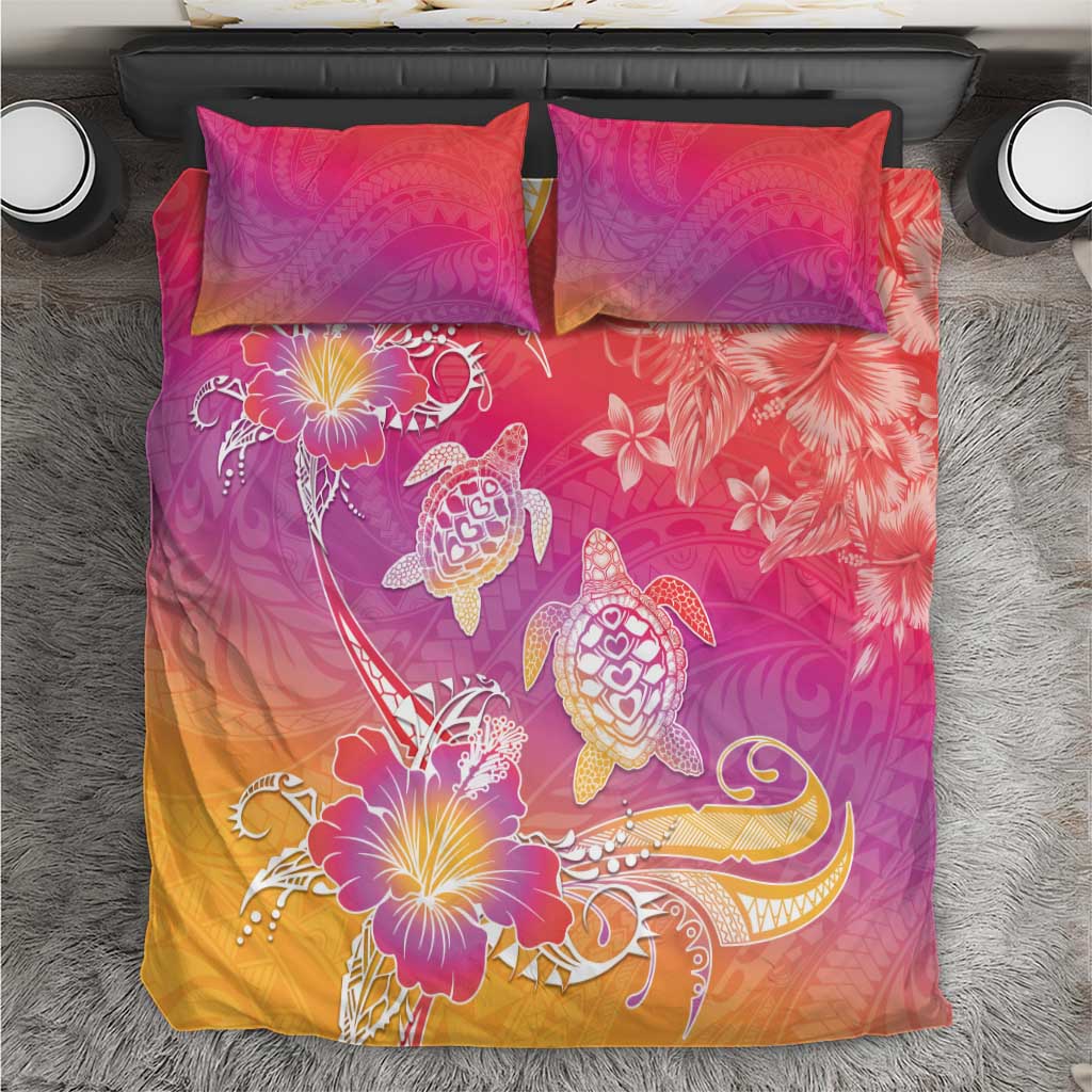 Polynesia Sea Turtle Couple Bedding Set One Soul One Love LT05 Red - Polynesian Pride