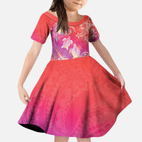 Polynesia Sea Turtle Couple Kid Short Sleeve Dress One Soul One Love LT05 KID Red - Polynesian Pride