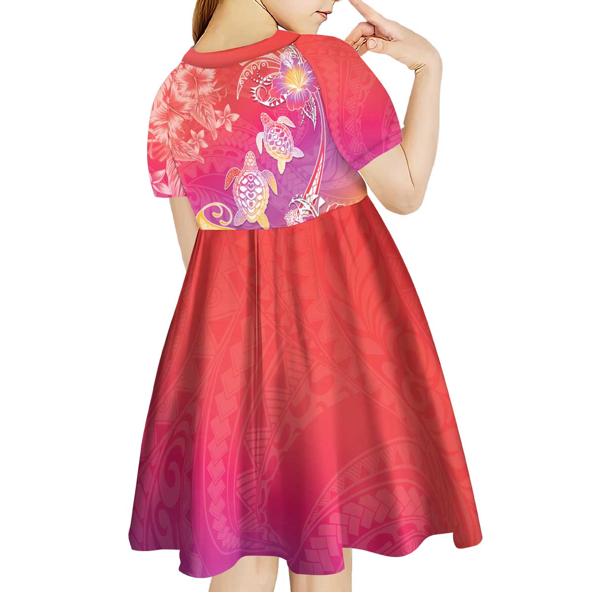 Polynesia Sea Turtle Couple Kid Short Sleeve Dress One Soul One Love LT05 - Polynesian Pride