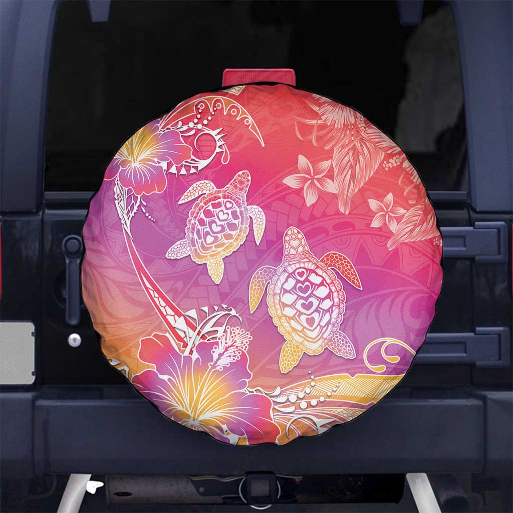 Polynesia Sea Turtle Couple Spare Tire Cover One Soul One Love LT05 No hole Red - Polynesian Pride
