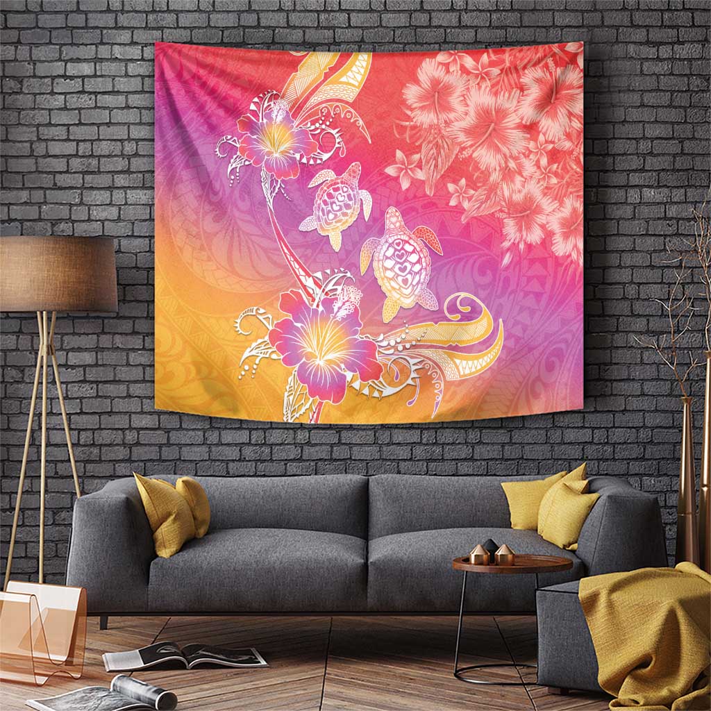 Polynesia Sea Turtle Couple Tapestry One Soul One Love LT05 Red - Polynesian Pride