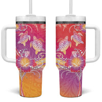 Polynesia Sea Turtle Couple Tumbler With Handle One Soul One Love LT05 One Size: 40 oz Red - Polynesian Pride