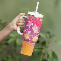 Polynesia Sea Turtle Couple Tumbler With Handle One Soul One Love LT05 - Polynesian Pride