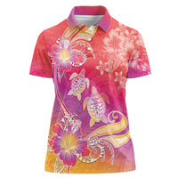 Polynesia Sea Turtle Couple Women Polo Shirt One Soul One Love LT05 Female Red - Polynesian Pride