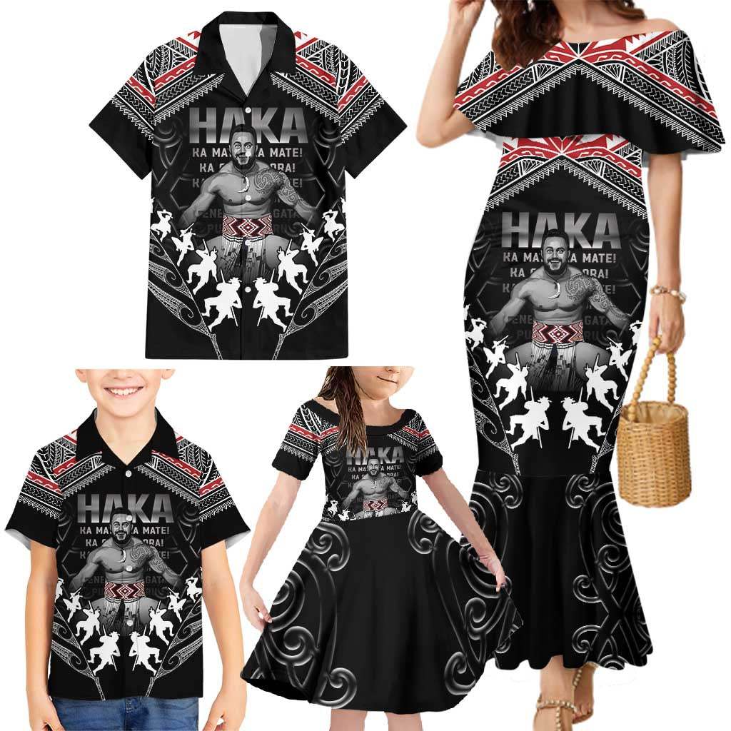 New Zealand Aotearoa Family Matching Mermaid Dress and Hawaiian Shirt Traditional Kapa Haka