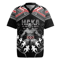 New Zealand Aotearoa Rugby Jersey Traditional Kapa Haka LT05 Black - Polynesian Pride