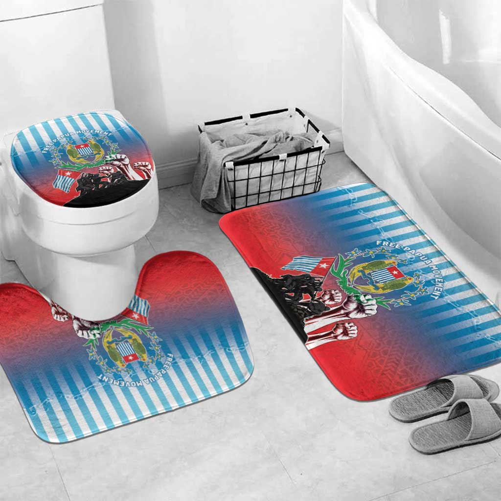 Free West Papua Bathroom Set One People One Soul Unique Style LT05 Mat Set Only (3 pcs) One Size Blue - Polynesian Pride