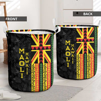 Hawaii Maoli Spirit Laundry Basket Kakau Pattern With Flower Lei LT05 - Polynesian Pride