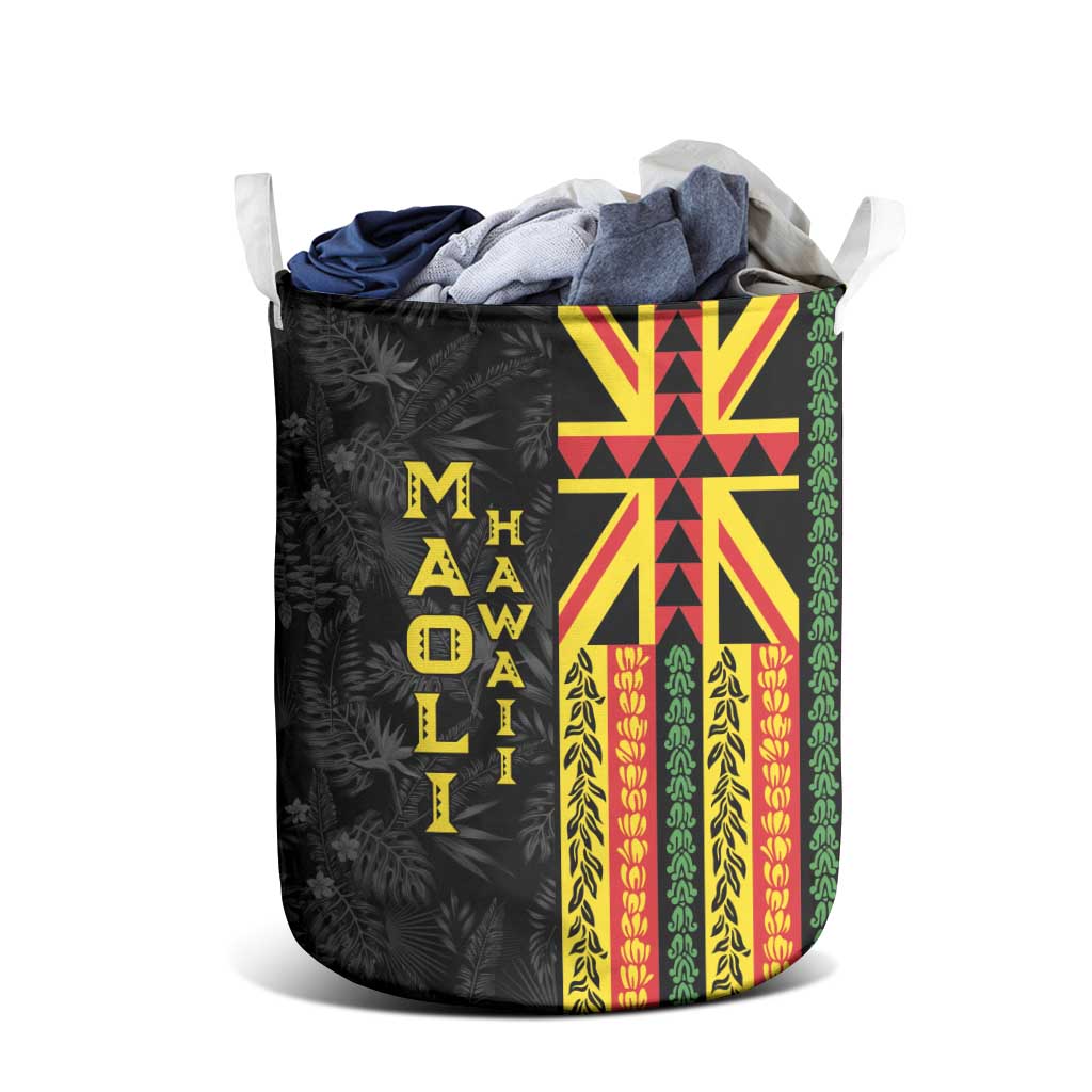 Hawaii Maoli Spirit Laundry Basket Kakau Pattern With Flower Lei LT05 - Polynesian Pride
