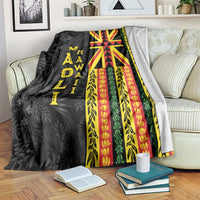 Hawaii Maoli Spirit Blanket Kakau Pattern With Flower Lei LT05 Black - Polynesian Pride