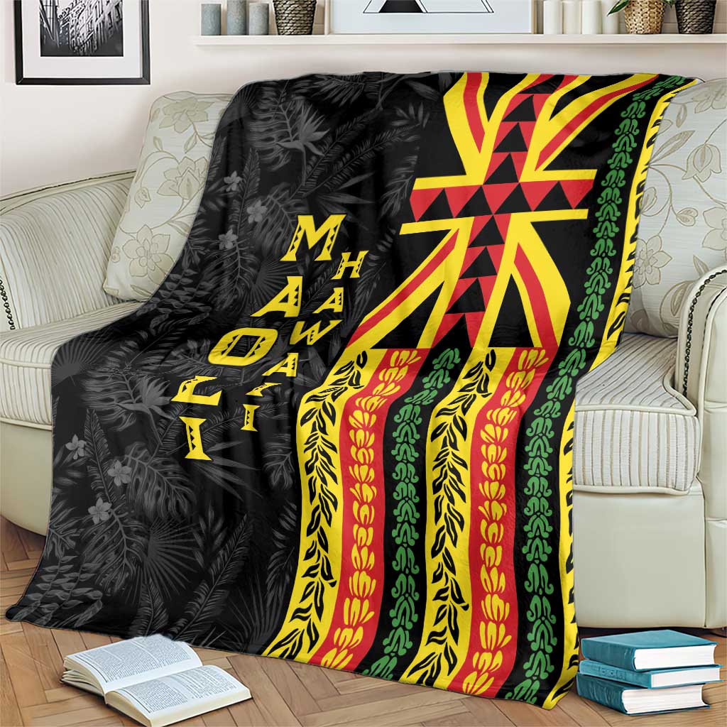 Hawaii Maoli Spirit Blanket Kakau Pattern With Flower Lei LT05 - Polynesian Pride