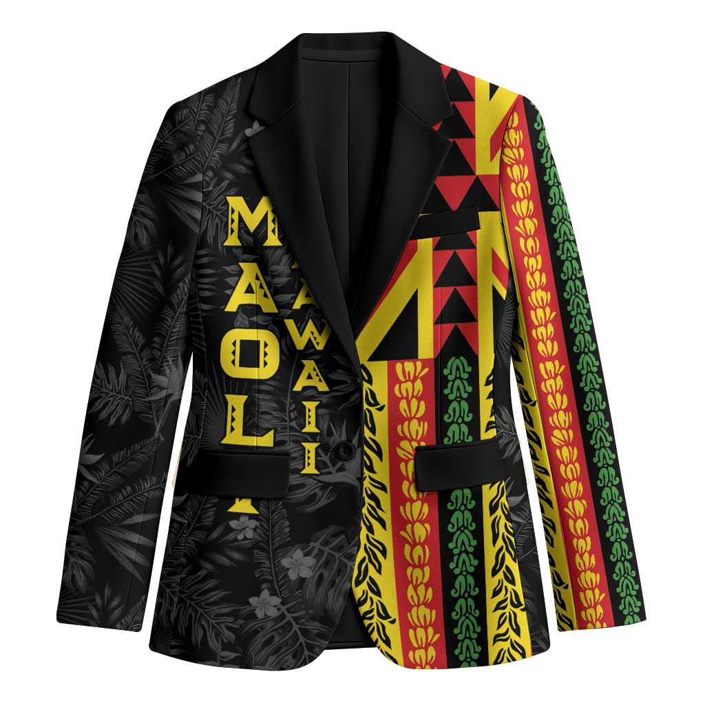 Hawaii Maoli Spirit Blazer Kakau Pattern With Flower Lei LT05 Unisex Black - Polynesian Pride