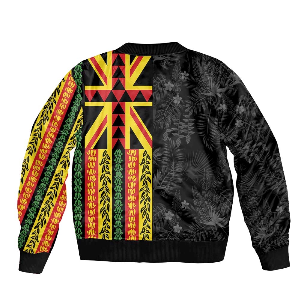 Hawaii Maoli Spirit Bomber Jacket Kakau Pattern With Flower Lei LT05 - Polynesian Pride