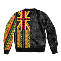 Hawaii Maoli Spirit Bomber Jacket Kakau Pattern With Flower Lei LT05 - Polynesian Pride