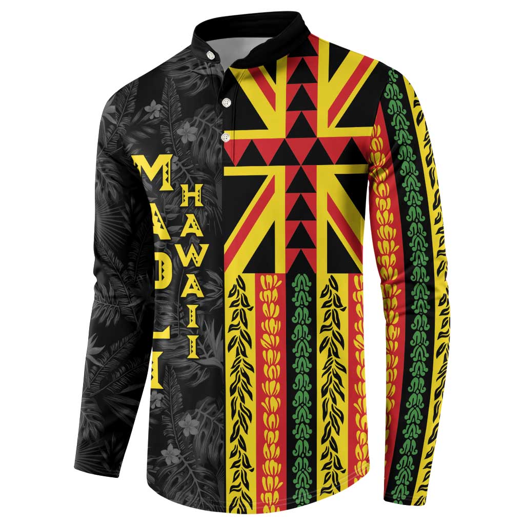 Hawaii Maoli Spirit Button Sweatshirt Kakau Pattern With Flower Lei LT05 - Polynesian Pride