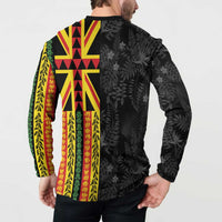 Hawaii Maoli Spirit Button Sweatshirt Kakau Pattern With Flower Lei LT05 - Polynesian Pride