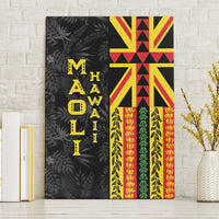 Hawaii Maoli Spirit Canvas Wall Art Kakau Pattern With Flower Lei LT05 Without Frame Black - Polynesian Pride