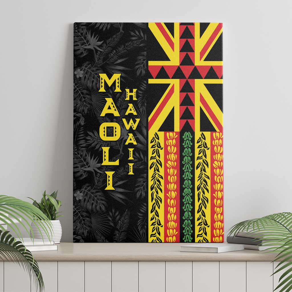 Hawaii Maoli Spirit Canvas Wall Art Kakau Pattern With Flower Lei LT05 - Polynesian Pride