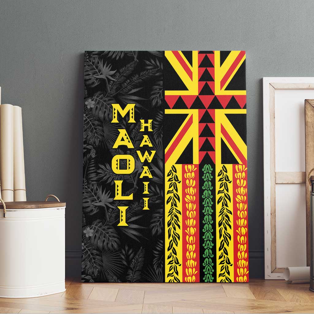 Hawaii Maoli Spirit Canvas Wall Art Kakau Pattern With Flower Lei LT05 - Polynesian Pride