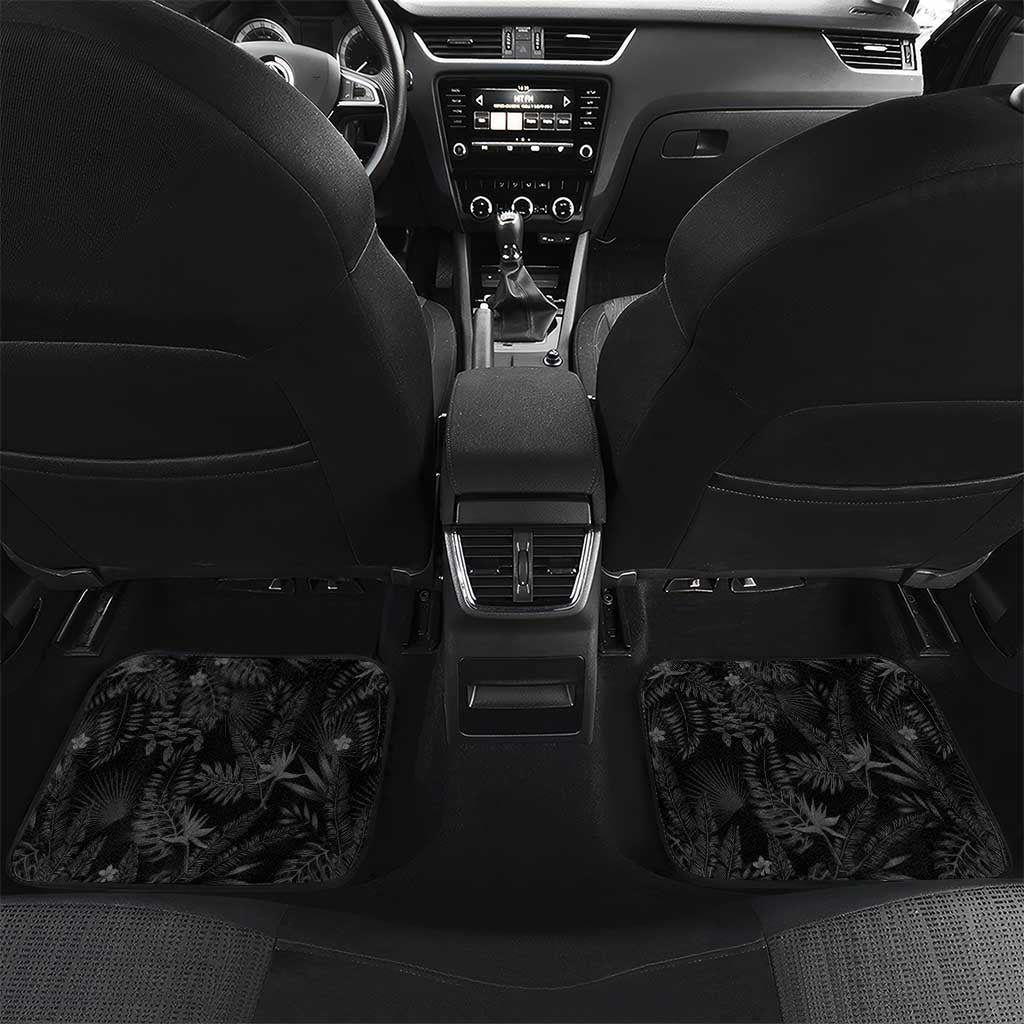 Hawaii Maoli Spirit Car Mats Kakau Pattern With Flower Lei LT05 Set 2pcs - Back Black - Polynesian Pride
