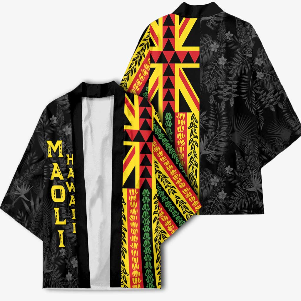 Hawaii Maoli Spirit Kimono Kakau Pattern With Flower Lei LT05 - Polynesian Pride