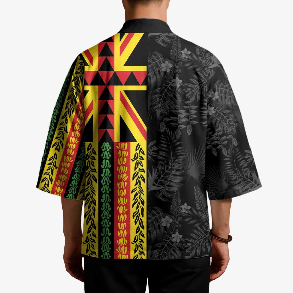 Hawaii Maoli Spirit Kimono Kakau Pattern With Flower Lei LT05 - Polynesian Pride